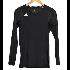 Adidas Volleyball Black Long Sleeve V Neck‎ Active Shirt Women’s Size XS